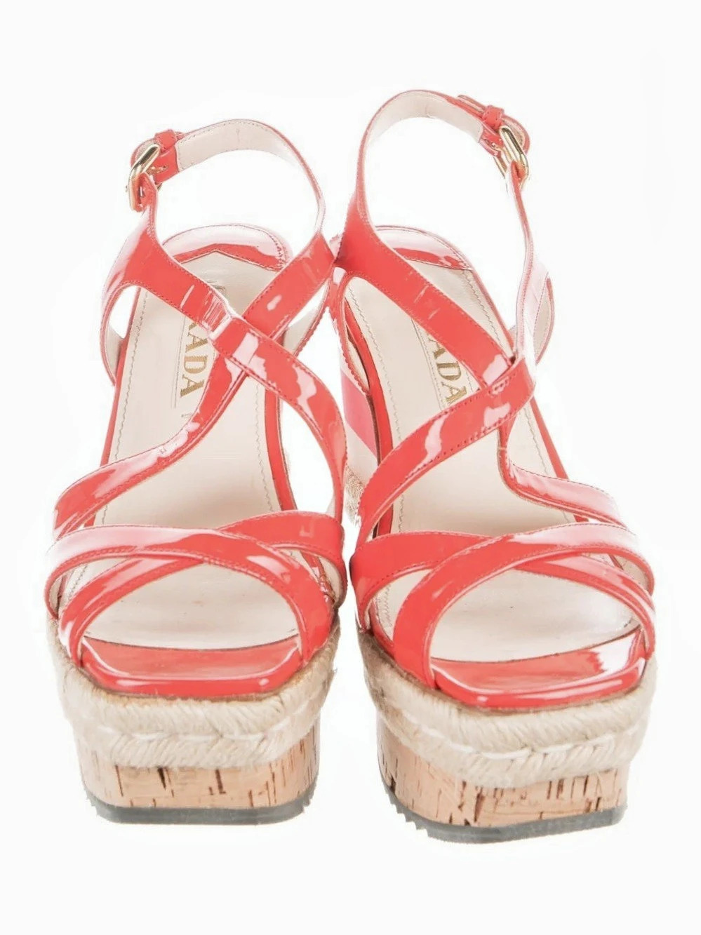 Prada Colorblock Stripe Espadrilles Patent Leather Sandals